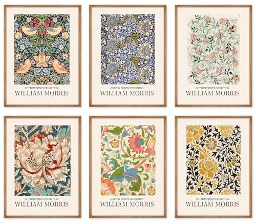 William Morris Wall Art Prints, Vintage Famous Artist Paintings William Morris Posters Set, William Morris Flower Market Gallery Canvas Art Prints, Nature Wilderness Illustrations Floral Botanical - color: Morris 01