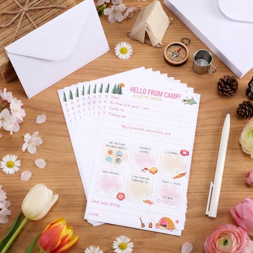 80 Pcs Camp Stationery Paper Envelopes,Pink Girl Style - style: Pink Girl Style