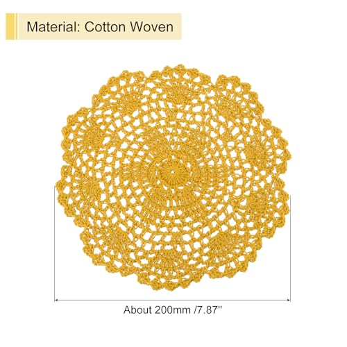 uxcell Crochet Doilies, 8Pcs 8" - Handmade Crochet Cotton Coaster, Round Lace Placemats with Floral Patterns for Wedding Party Decoration (Ginger Yellow) - color: Ginger Yellow
