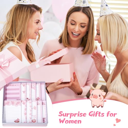 Gilprop 24 Pads Kawaii Pink Pig Sticky Notes, 720 Sheets 3x4 Inch Cute Cartoon Self Stick Notepads, Removable Adhesive Memo Pads for Office Home, Gift for Women Pig Lovers Christmas - style: Pink Pig