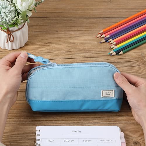 Mr. Pen- Wide-Opening Pencil Case, Triangle Design - color: Blue