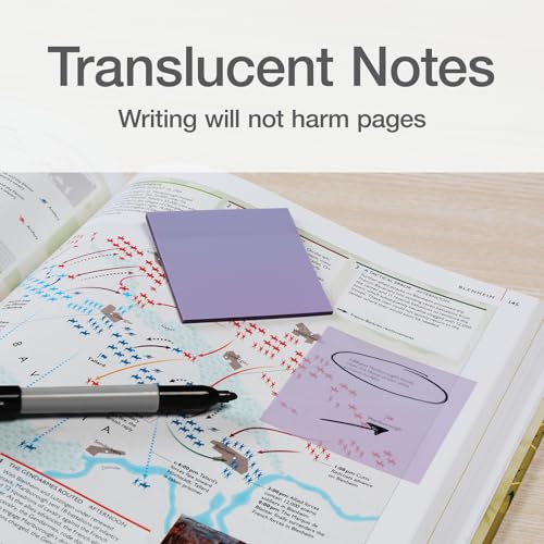 Redi-Tag Translucent Sticky Notes, Transparent Self-Stick Notes, 3" x 3", Pastel Colors, 4 Pads, 50 Notes Per Pad, 200 Sheets (1006593) - color: Pastel
