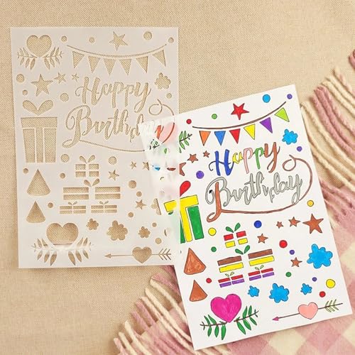 TIAMECH A4 Reusable Happy Birthday Stencil for Painting - style: Happy Birthday Party