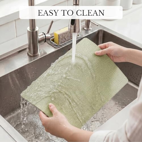 Romanstile Vinyl Placemats Set of 6, Reversible Faux Leather Wipeable Table Mats - color: Grey-grass Green, size: PCS6