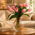 10 Stems 14 Inch Tulips Artificial Flowers Realistic Faux Flowers - color: Dark Pink