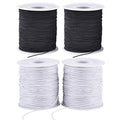 LUSTEMBER Stretchy String for Bracelets, 4 Rolls 1 mm Sturdy Elastic String Elastic Cord for Jewelry Making, Necklaces, Beading (2 Black+ 2 White) - size: 2 Black+2 White
