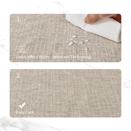 BALCONY & FALCON Rectangle Table Cloth Waterproof Beige Placemats 6pcs - color: Beige, size: 17.7" x 13.8" (Rectangular)-6pcs