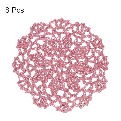 uxcell Fabric Coasters, 8pcs 4" - Cotton Woven Crochet Doilies, Lace Embroidery Cup Mat with Floral Pattern for Wedding Party Decoration (Leather Pink) - color: Leather Pink