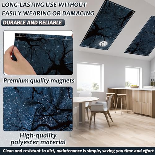 6 Pcs Fluorescent Light Covers with 60 Magnets Decorative for Classroom Ceiling Lights 4 x 2 Feet Magnetic Light Cover Filter Easy Install for Office Hospital Home Ceiling Supplies(Dark Forest) - color: Dark Forest