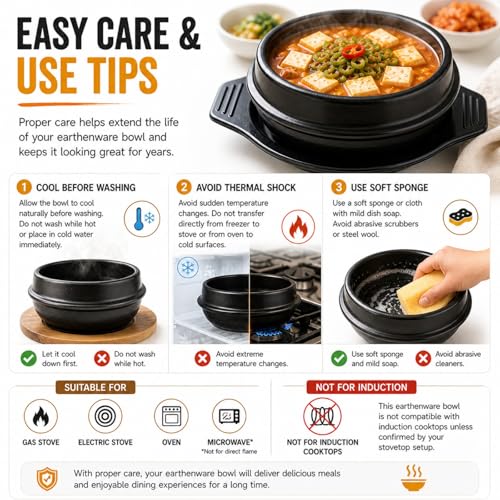 XICHENGSHIDAI Korean Stone Bowl, Dolsot with Tray, 37 Oz, Black - size: 1100ml