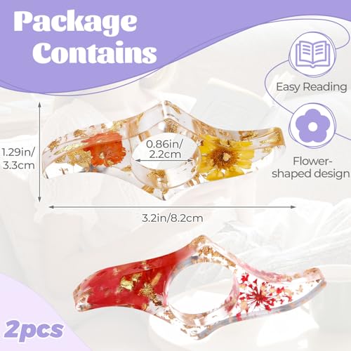 Dried Flower Book Page Holder 2PCS Book Accessories Thumb Book Page Holder Handmade Flower Bookmark for Reading Lovers Gifts for Book Lovers Teachers Students Kids (Styled 2Pcs) - color: Styled 2pcs