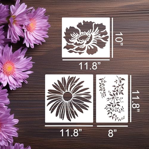 Large Flower Stencils for Walls 11.8inch Hummingbird Dragonfly Stencil - style: Nature