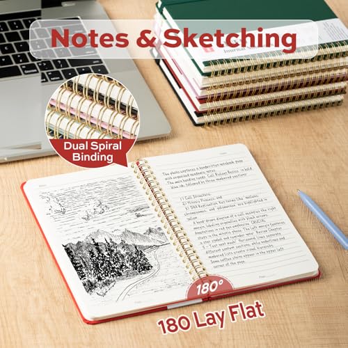 deli Red Lined Spiral Journal Notebook, 160 Pages, A5 (5.5"x8") Hardcover Writing Notebook, College Ruled Spiral Bound Journal for Women & Men - Perfect for Work, School, Office & Note Taking - color: Red