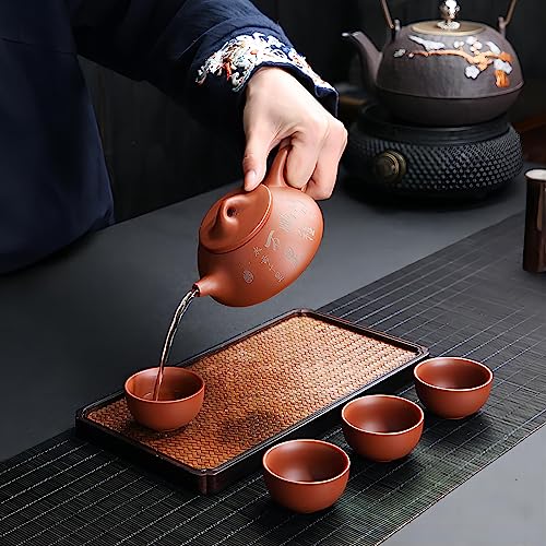 Zisha Teapot Teacup Set, 6 oz Yixing Purple Clay Tea Pot and 4 Cups