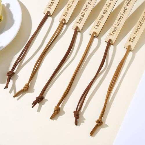 10 Pcs Bible Bookmarks for Men Women, Bamboo Bulk Christian Bookmarks Gifts Book Marks for Reading Bible Accessories (Simple) - style: Simple
