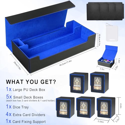 Card Deck Box for MTG Commander, Large 6 in 1 Card Display Deck Case - color: Black & Blue, size: 6 Boxes Set