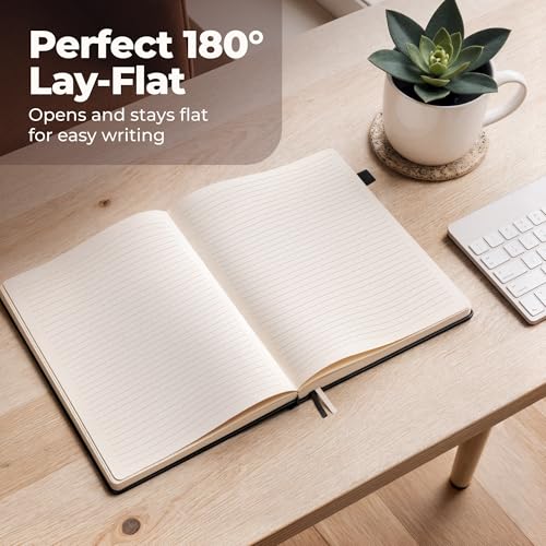 Thick Lined Journal Notebook 8.5x11" with Big A4 Hardcover Leather - Black - color: Black, size: A4 300 Pages