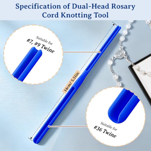 Dunkive 2 Pack Rosary Cord Knotting Tool, Dual Head,Blue - color: Blue