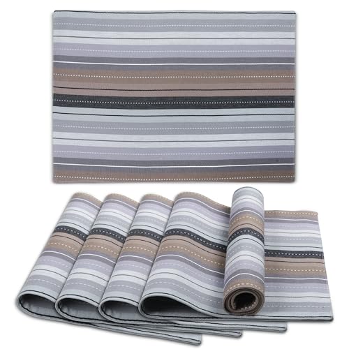 Urban Villa Two Tone Placemat Cotton Tablemat 14x20 (Set of 6) Greymulti - color: Grey Multi, size: 14" x 20"