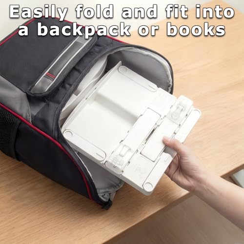 Adjustable Book Stand Holder, Rotating Hands-Free Reading Stand with Clips