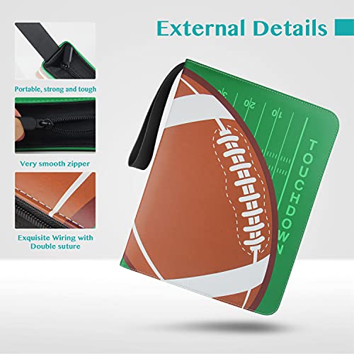 Rugby 900 Card Binder with 9 Pockets, Durable Waterproof PU Material, Acid Free Polypropylene Inner Sleeves, Suitable for All Trading Card Types - color: Rugby