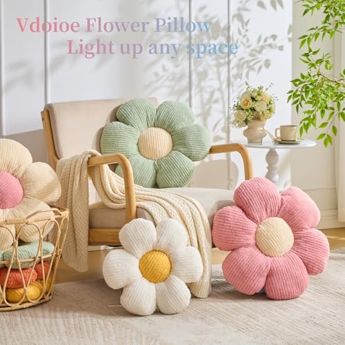 Flower Pillow,15.75" Daisy Pillow Pink Throw Pillows - color: Pink+light Yellow, size: 15.75"