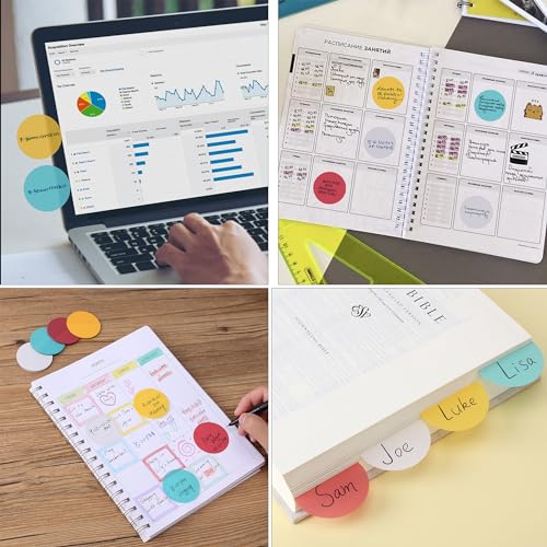 Mr. Pen- Round Transparent Sticky Notes, 1.8”, 8 Pads with 2 Fineliners - color: Candy, size: 400 Sheets