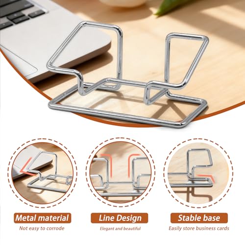 2 PCS Metal Business Card Holder for Desk, Modern Card Display Stand, Vertical and Square Business Card Organizer for Office, Home, Exhibition (Silver) - color: Silver