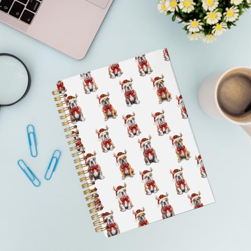 VNWEK Christmas Bulldog Spiral Notebook Journal 5.5x8.3 Inch - color: Christmas Bulldog