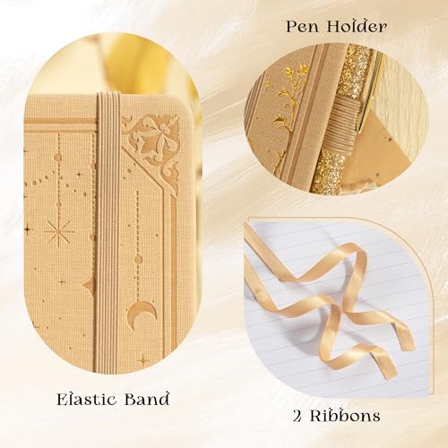 MGGAO Lined Journal Notebook for Women Men, A5 Aesthetic Notebook - color: Beige, size: Lined
