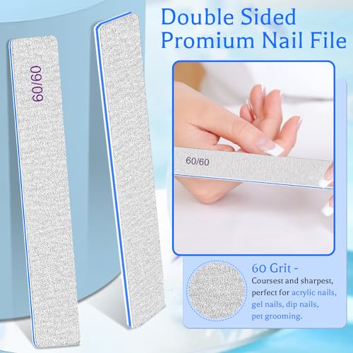 Nail Files 25pcs-Nail File 60/60 Grit for Acrylic Nails,Super Rough Nail Files Emery Boards for Artificial Nails, Fake Nails, Professional Double Sided Jumbo Zebra Nail File - size: 60Grit(25 Count)