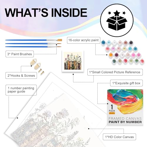 Yezavesu Book Framed Paint by Numbers Kit for Adults Beginner - color: YOP0216, size: 12x12 Inch