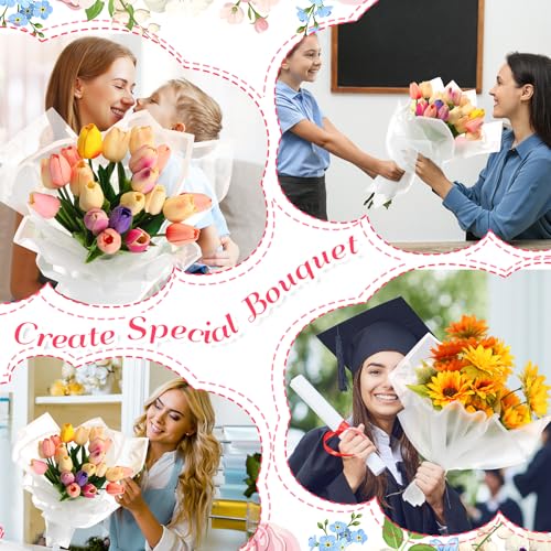 Ctosree 240Sheets Flower Wrapping Paper,Waterproof Korean Bouquet Wrap 23in - color: White