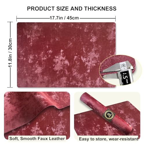 Faux Leather Placemats Set of 4, 11.8"x17.7", Burgundy - color: Burgundy, size: Set of 4