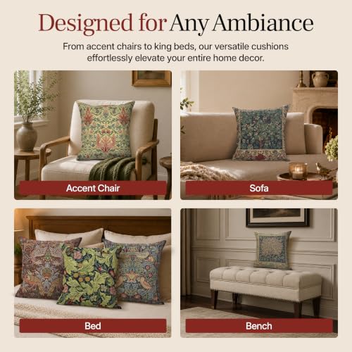 William Morris Peacock and Dragon Blue Tapestry Throw Pillow Cover 16 x 16 - color: Peacock and Dragon