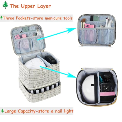 CTWWFS Nail Polish Organizer and Nail Lamp Case, Nail Kit Organizer Holds 30 Bottles (15ml - 0.5 fl.oz) and a Nail Lamp, Nail Polish Carrying Case with Manicure Tools Storage Sections (A-White) - color: A-White