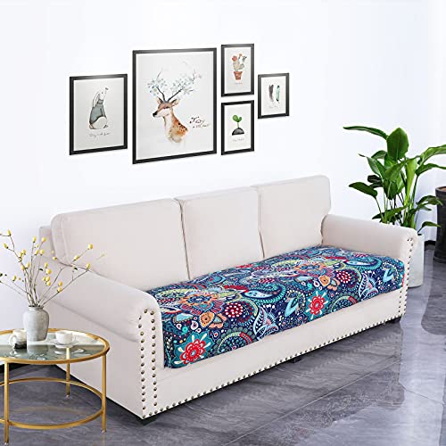 hyha Printed Couch Cushion Covers, Sofa Covers Washable for 3 Cushion Couch - color: Blue, size: Seat Cover Large