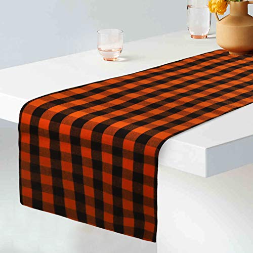 Urban Villa Table Runner Cotton Heavier Quality 14x72 Halloween Checks - color: Halloween Checks, size: 14" x 72"