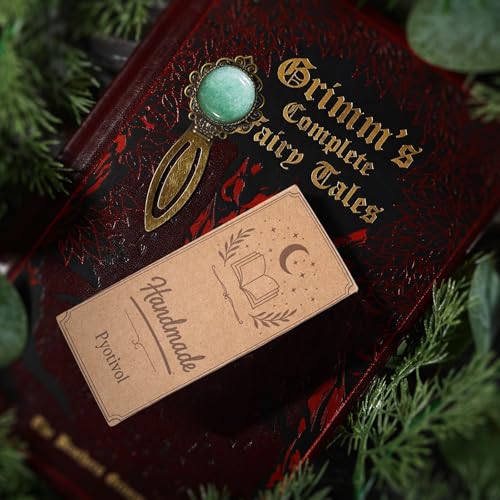 1Pcs Vintage Green Aventurine Bookmark with Natural Crystal Stone - Fantasy Brass Metal Green Jade Bookmarks for Reading Women, Men, Book Lovers, Girls and Teachers Book Marks(Green Jade) - color: Green Jade