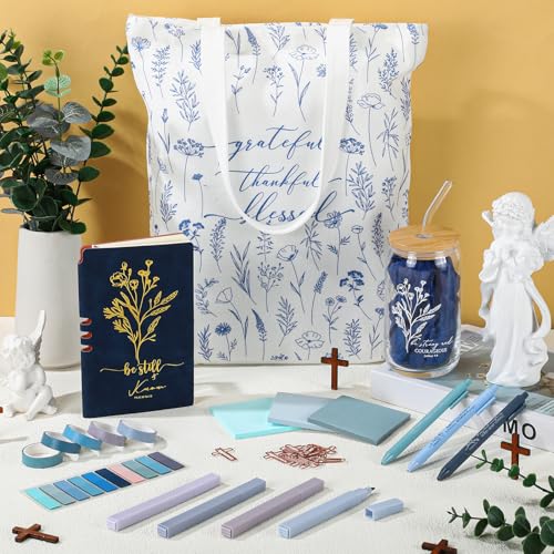 29 Pcs Bible Study Kit, 16 oz Cup Notebook Bag Boho, Blue - color: Blue, style: Boho