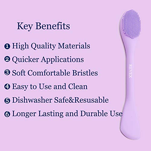 REVEX Silicone Face Mask Applicator,Face Scrubber,Exfoliating Pore Scrubber,2Pcs Pore Cleaning Brush for Blackhead Remover,Face Brush for Women Men.(PurPle+Gray) - color: PurPle+Gray