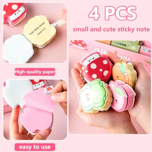 4 Packs Cute Cartoon Sticky Notes, Kawaii Fun Self-Sticky Note Pads
