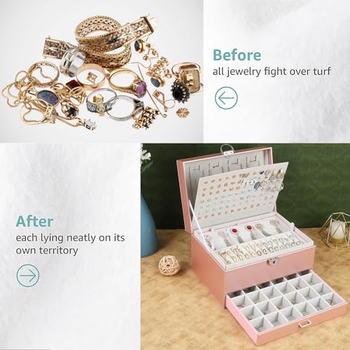 BOOVO Large Jewelry Boxes For Women (rose gold) - color: Rose Gold, size: 5 layer