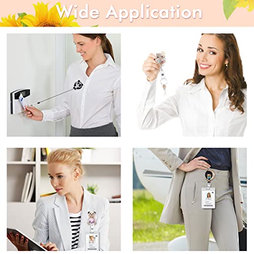 Crystal Badge Reels Retractable ID Holder with Cute Animals Design 5 Pack - color: Bear,cat,owl,panda