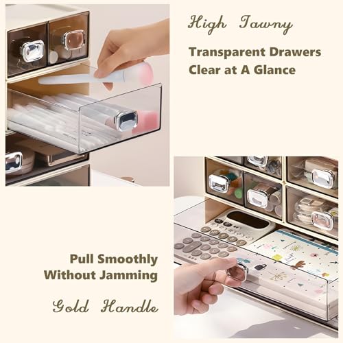 Desktop Storage Drawers, Plastic Countertop Printer Paper Organizer - color: 1 Large Drawer, Cream