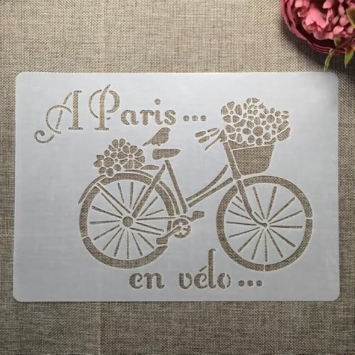 TIAMECH A4 Reusable Floral Bicycle Stencil for Painting - style: Flower Bicycle