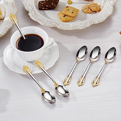 KEAWELL Luxurious 6-Piece 5.1-Inch Espresso Spoon Set (Gold Accent) - color: Gold Accent