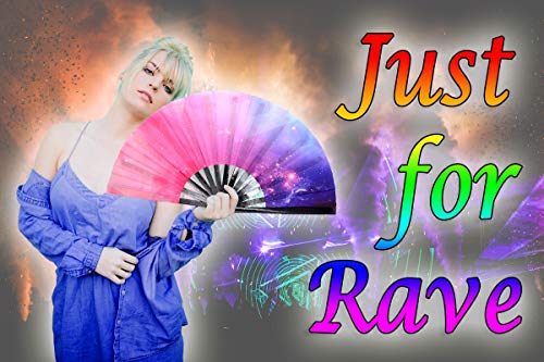 OMyTea Large Rave Folding Hand Fan for Men/Women - 13'' Foldable Clack Festival Fan (Galaxy Dream) - color: Galaxy Dream