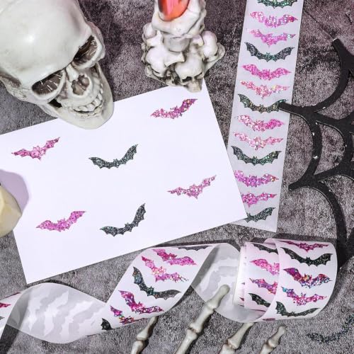 Glitter Bat Roll Stickers Halloween Decorative Labels for Fall Craft Party - style: Glitter Bat