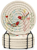 Absorbent Cup Coasters Set of 6 with Holder, Bird - color: Bird